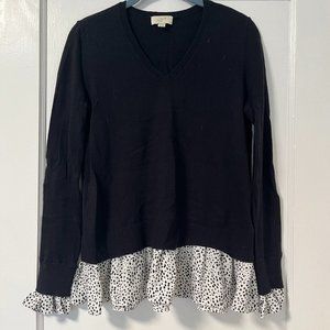 Loft Women's Mixed Media Sweater Size XS Black/White
